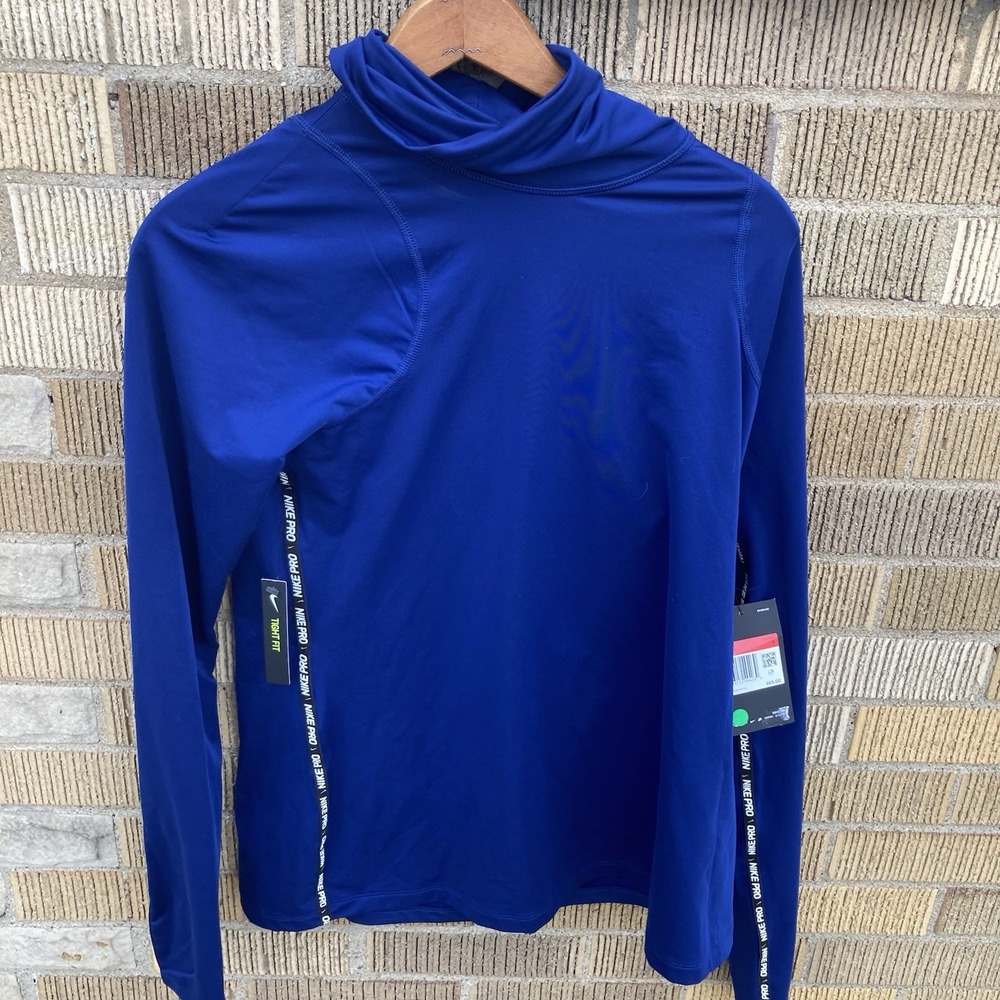 Nike Women's Pro Hyper Warm Mock Neck Training Shirt‎ Medium Dark Blue Pullover
